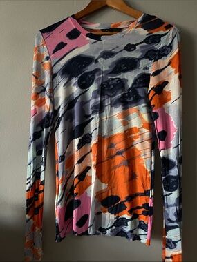 BCBGMaxAzria Y2K Multicolor Abstract Long-Sleeve Tee